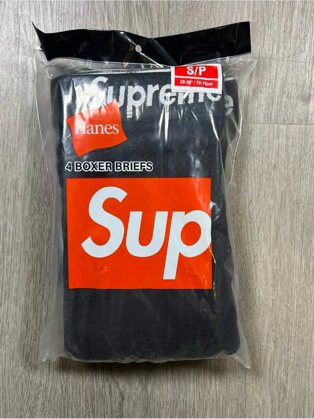 Hanes Black Boxer Briefs 4-Pack with Red Logo Panel